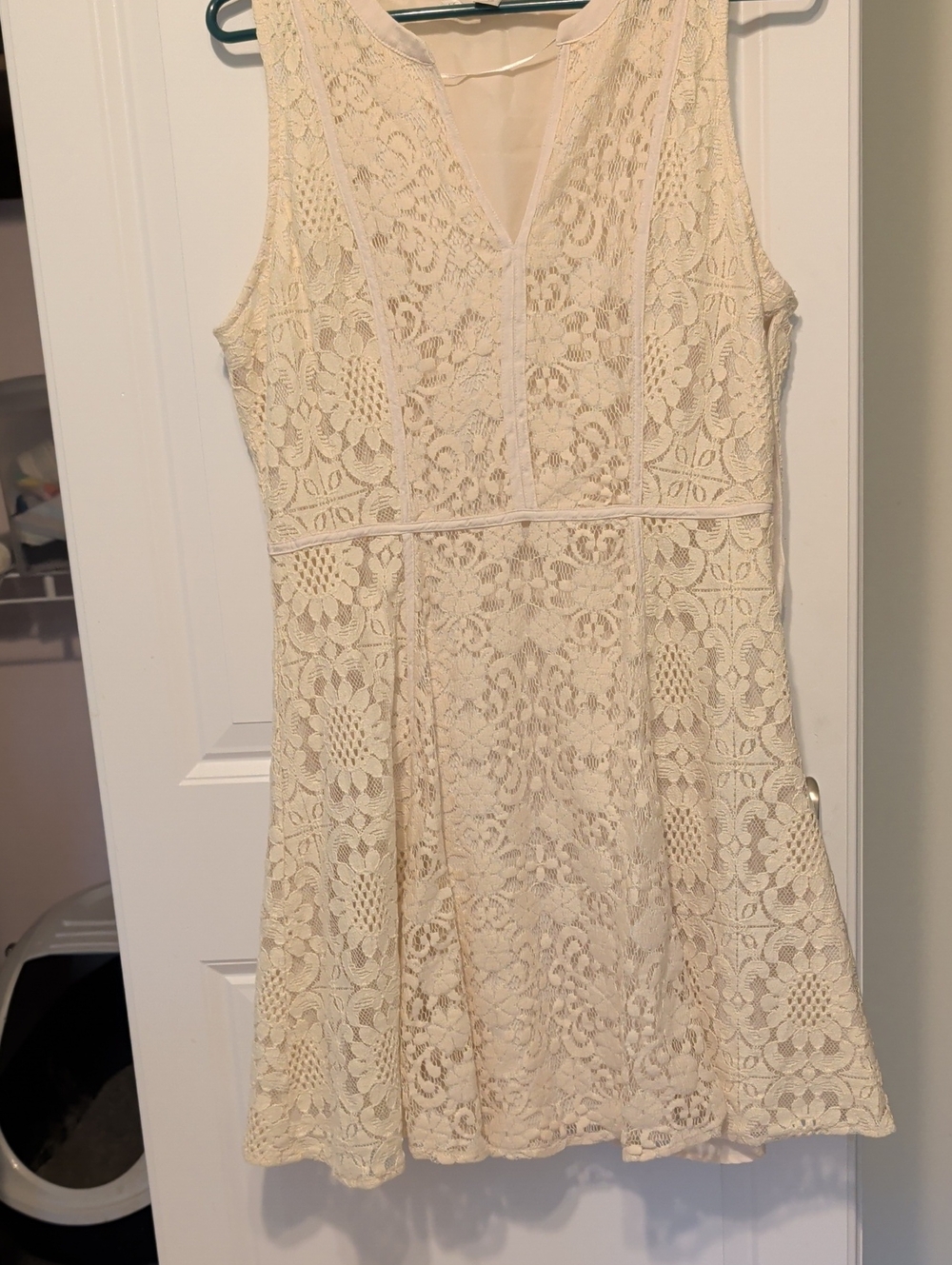 LC Lauren Conrad Cream Floral Lace A-Line Dress